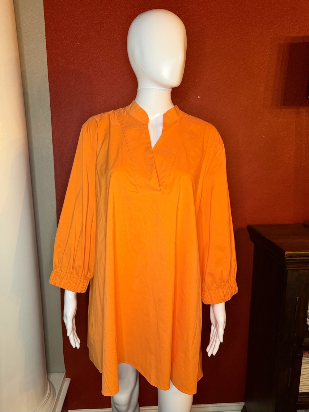 Marina Rinaldi Orange Cotton Poplin Tunic Top - Size 16